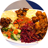 Assiette israélienne, falafels, chawarma