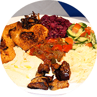 Assiette israélienne, poulet pané grillé